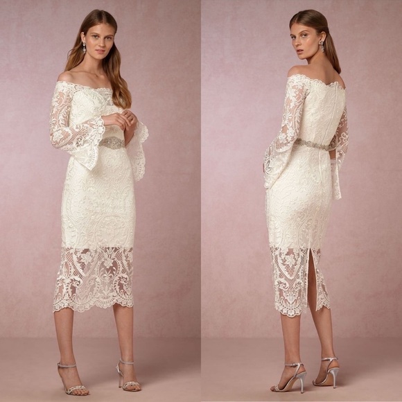 BHLDN Thurley Dress Emilia Lace Semi-Sheer Off-Shoulder Bridal Ivory 8 NWT - Picture 13 of 13